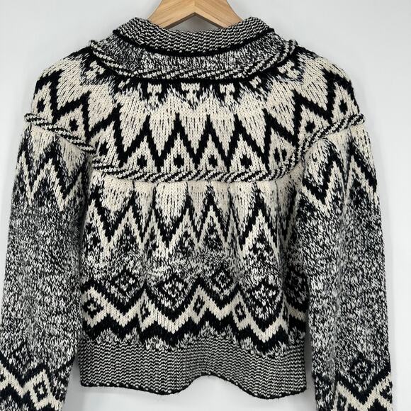 ZARA Fair Isle Chunky Knit Jacquard Crew Neck Sweater Nordic Cropped Geo Print - Picture 10 of 13